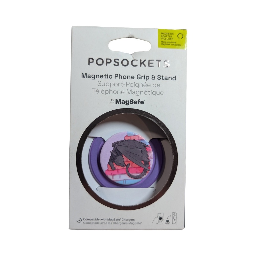 3-O PopSockets PopGrip Magnetic Phone Grip & Stand MagSafe - Dragon Book Purple